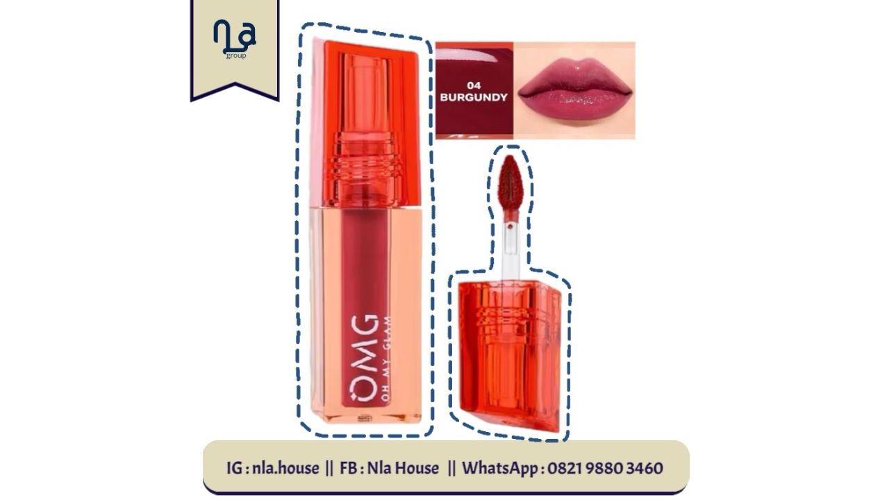OMG Oh My Glam Glassy Lip Tint-04 Burgundy