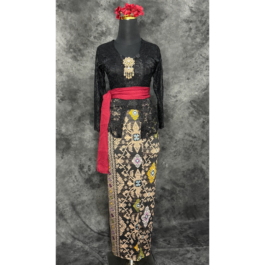 Kebaya Bali Hitam L (lengan panjang) set