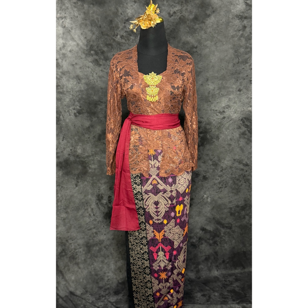 Kebaya Bali Mahogani L (lengan panjang) set